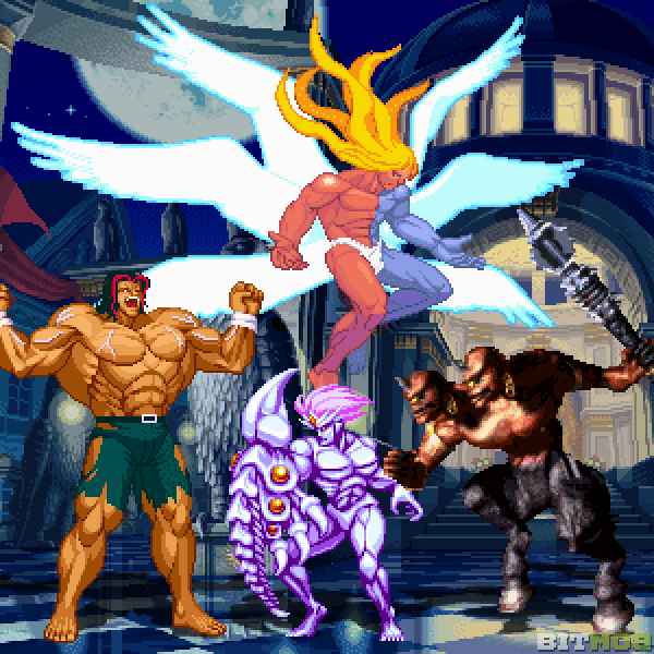 Gill (Street Fighter 3), Wyler (Art of Fighting 3), Neo-Dio (World Heroes Perfect), and Eyedol (Killer Instinct).
